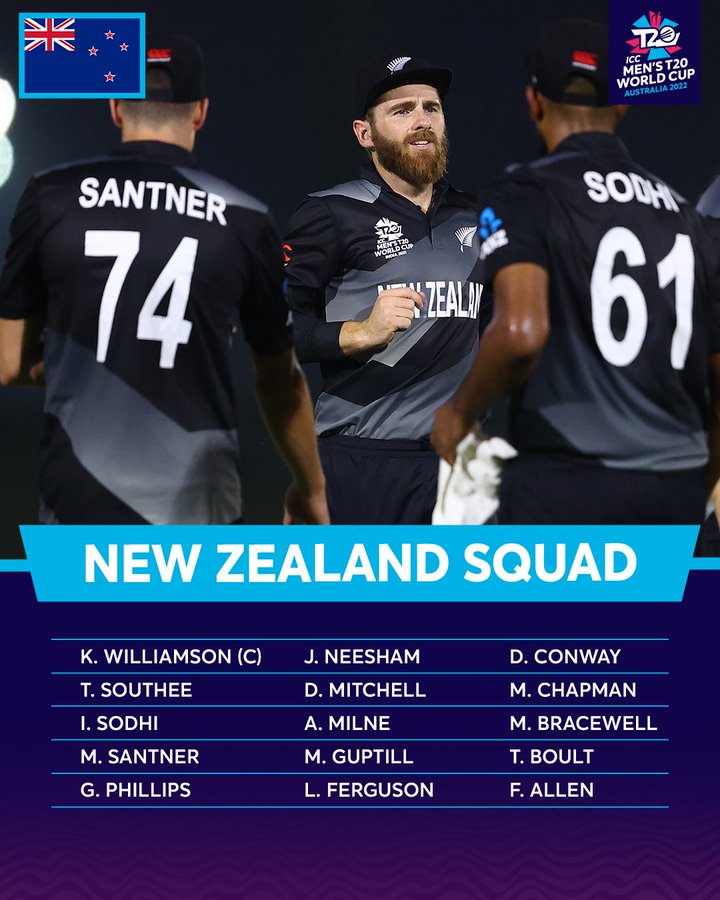 NZ Team Squad for T20 World Cup 2022